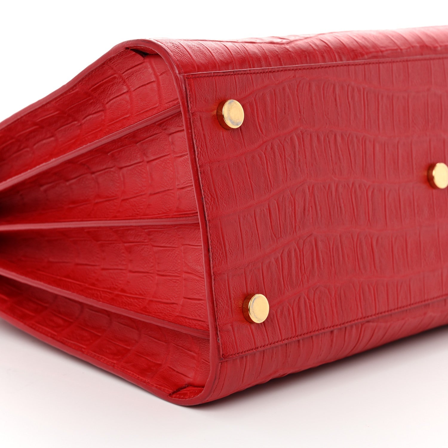 Saint Laurent Calfskin Crocodile Embossed Large Sac De Jour Carryall Lipstick Red 9 of 10