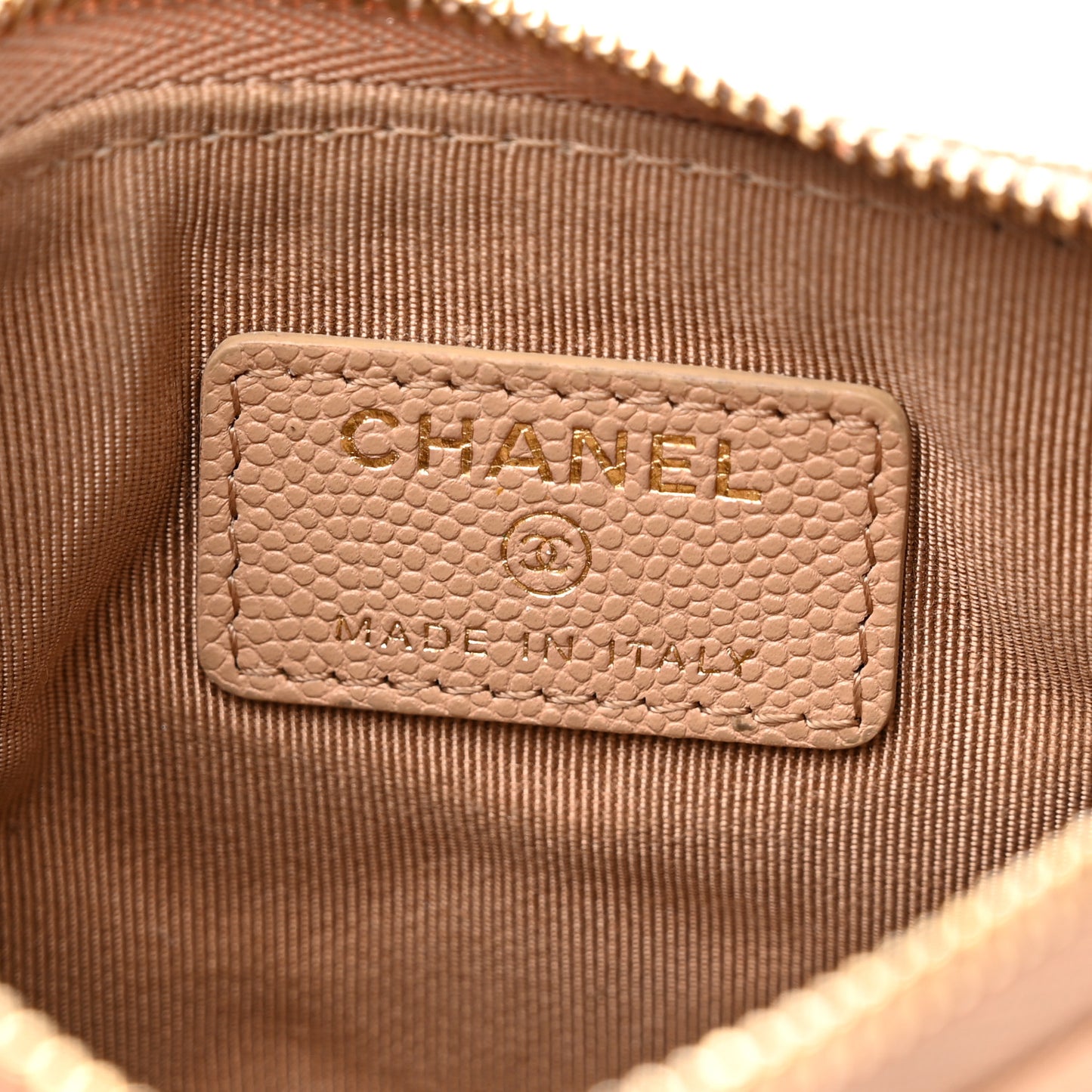 Caviar Quilted Small Cosmetic Case Beige