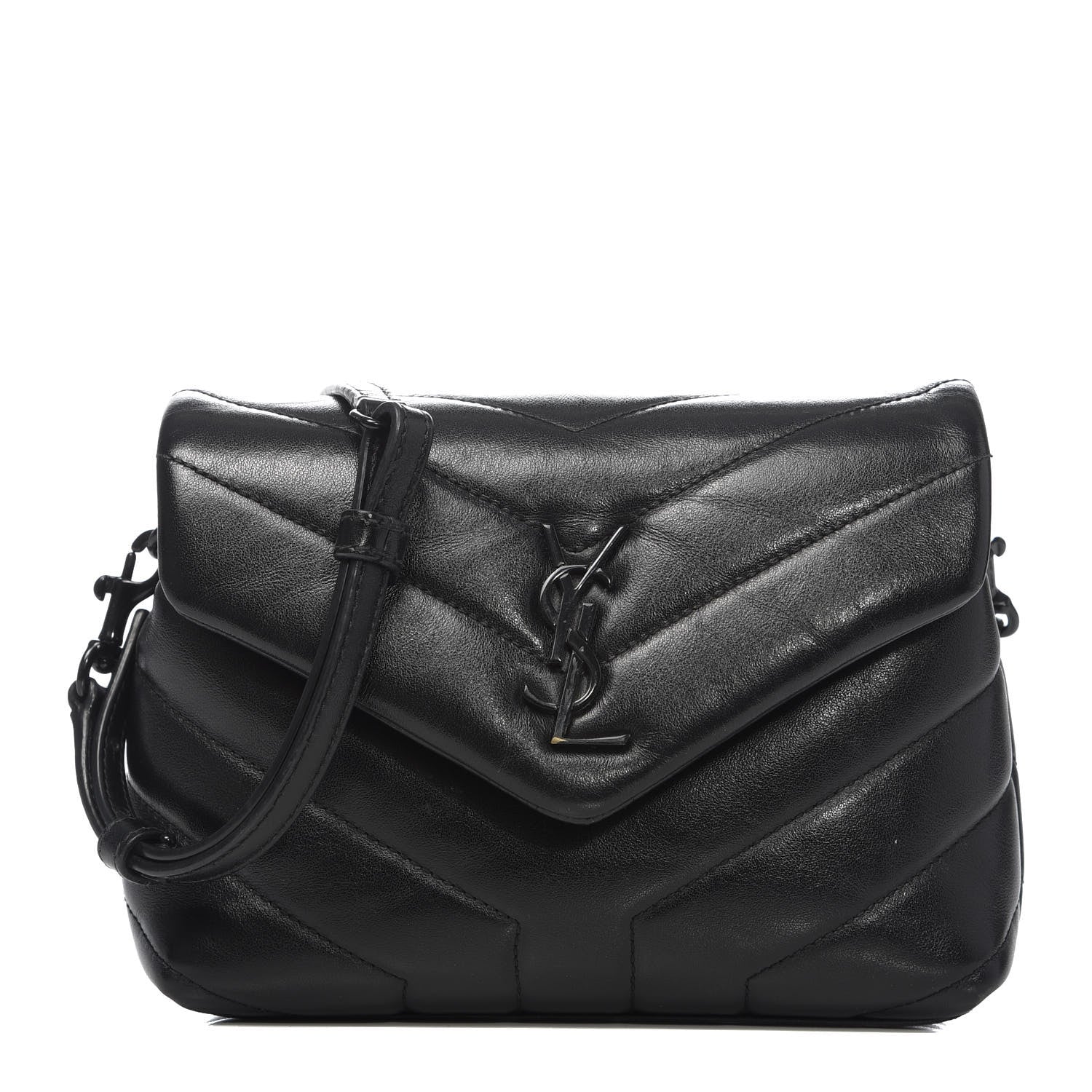 Saint Laurent Calfskin Y Quilted Monogram Toy Loulou Crossbody Bag Black 1 of 12
