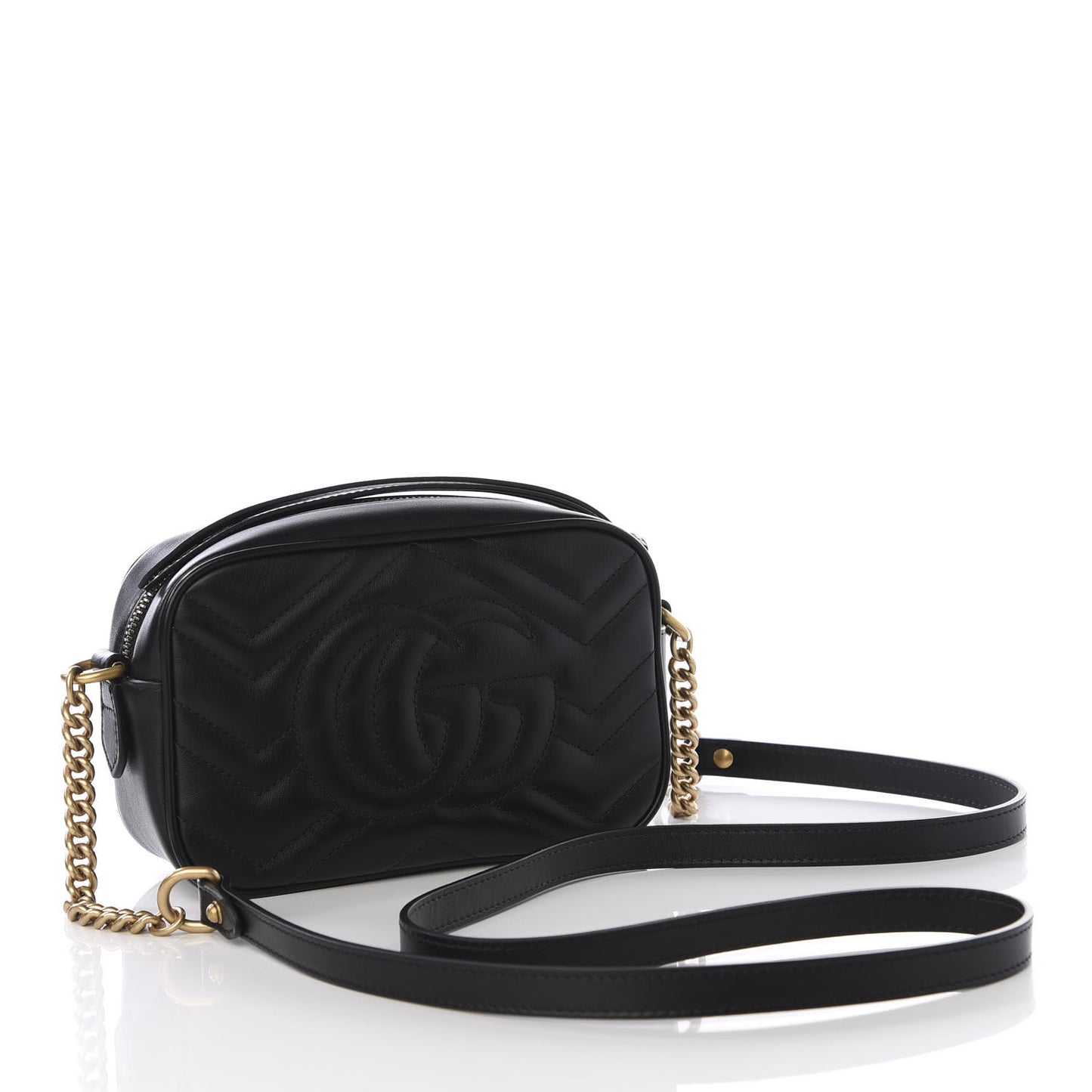 Calfskin Matelasse Mini GG Marmont Chain Shoulder Bag Black