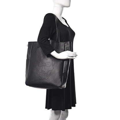 Alexander McQueen Calfskin Perforated Skull Tote Black 2 of 10