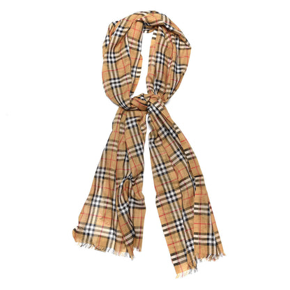 Burberry Wool Silk Gauze Vintage Check Scarf Antique Yellow 1 of 7