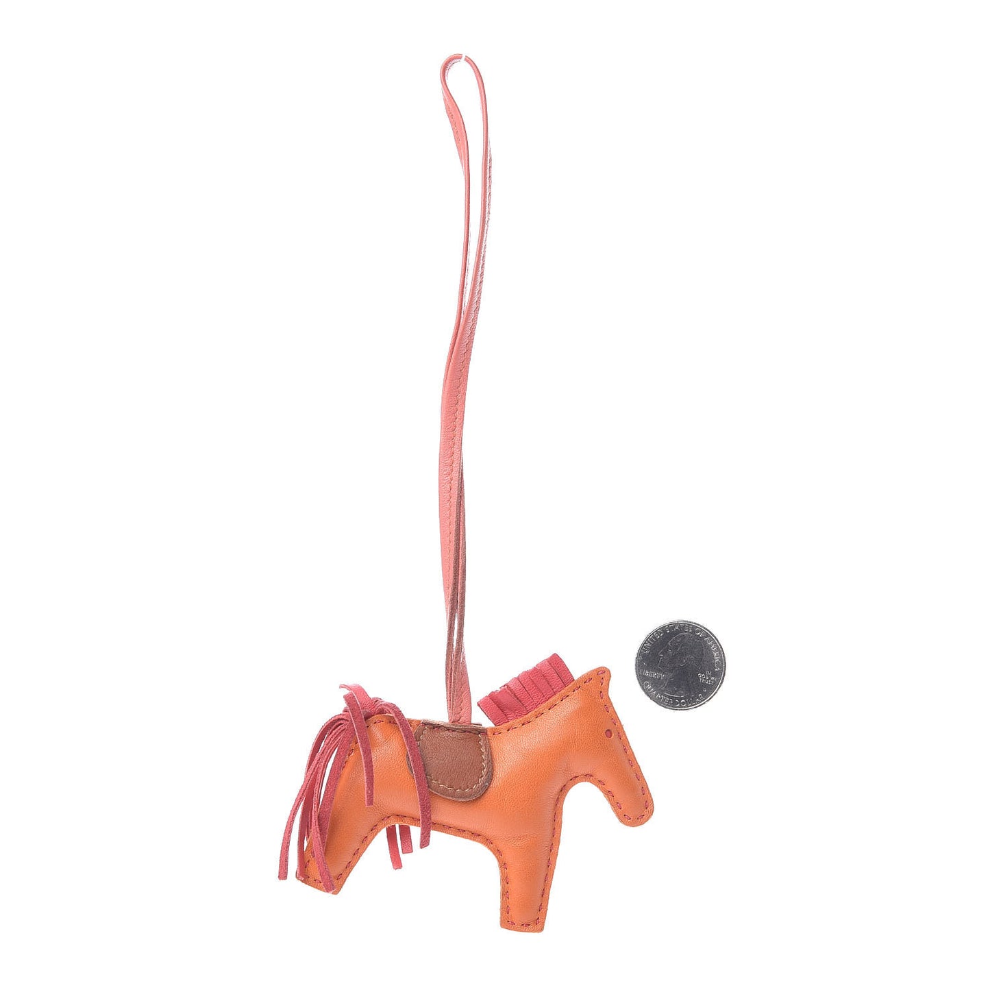 Milo Lambskin Grigri Rodeo Horse Bag Charm PM Orange Bougainvillea Gold Flamingo