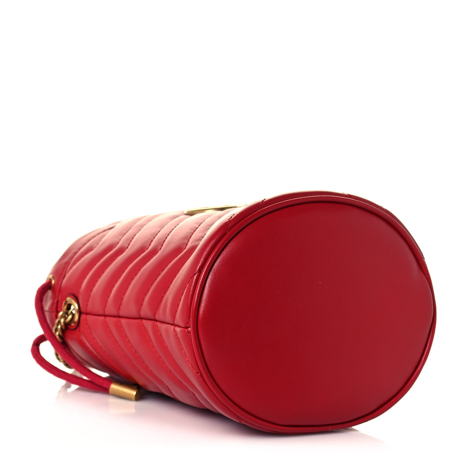 Gucci Calfskin Matelasse Mini GG Marmont 2.0 Bucket Bag Hibiscus Red 4 of 11