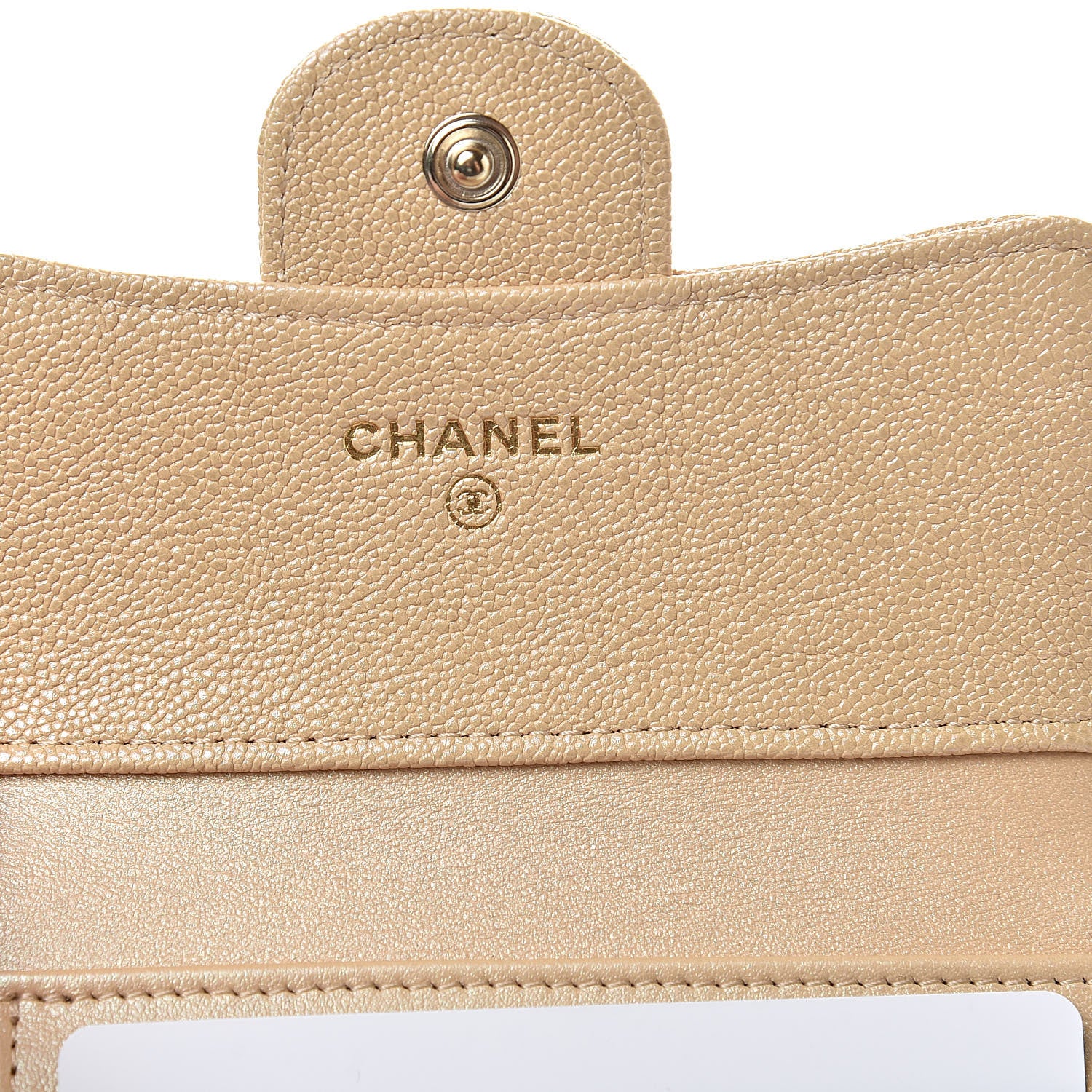 Chanel Iridescent Caviar Quilted Compact Flap Wallet Beige 6 of 9