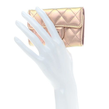 Chanel Iridescent Calfskin Quilted Classic 4 Key Holder Wallet Pink 2 of 8