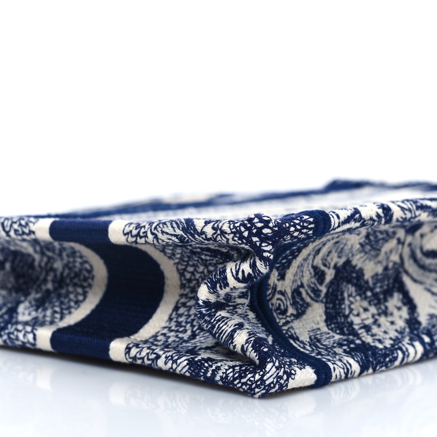 Canvas Embroidered Mini Toile De Jouy Book Tote  Blue