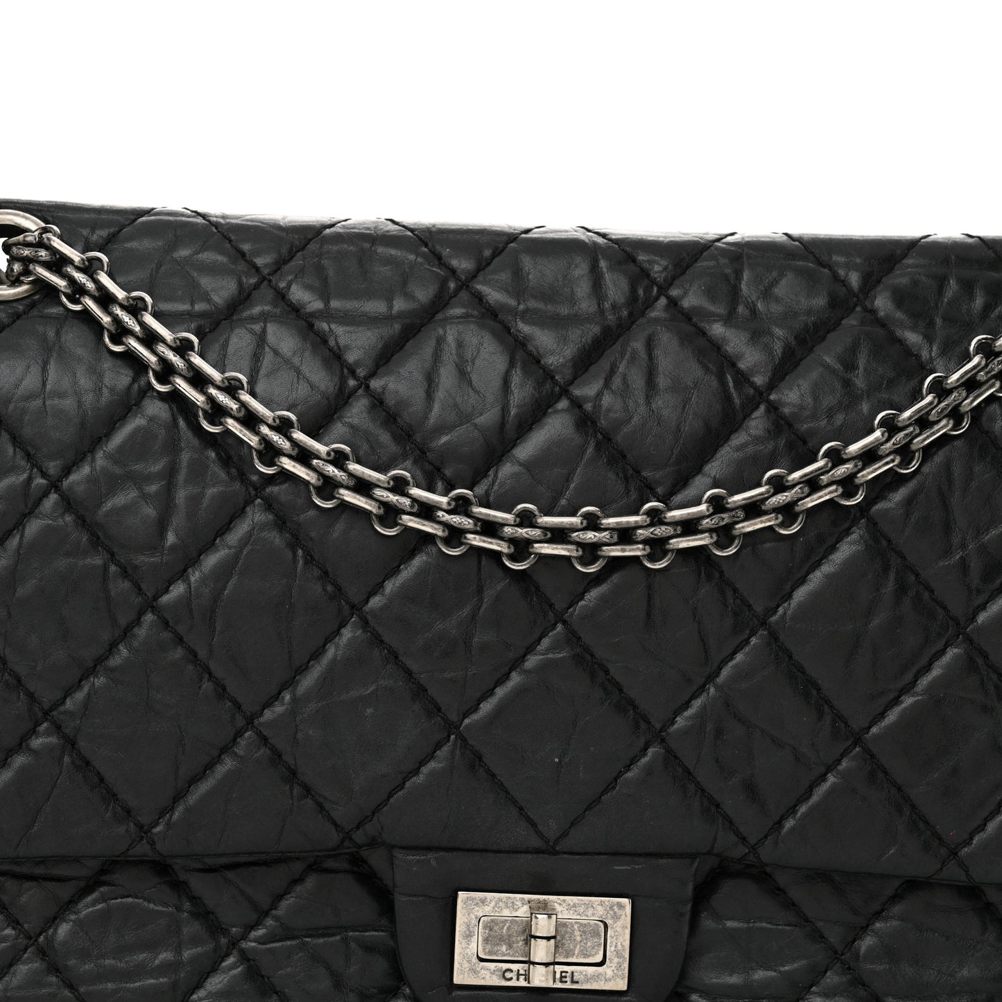 Aged Calfskin Quilted 2.55 Reissue 226 Flap Black