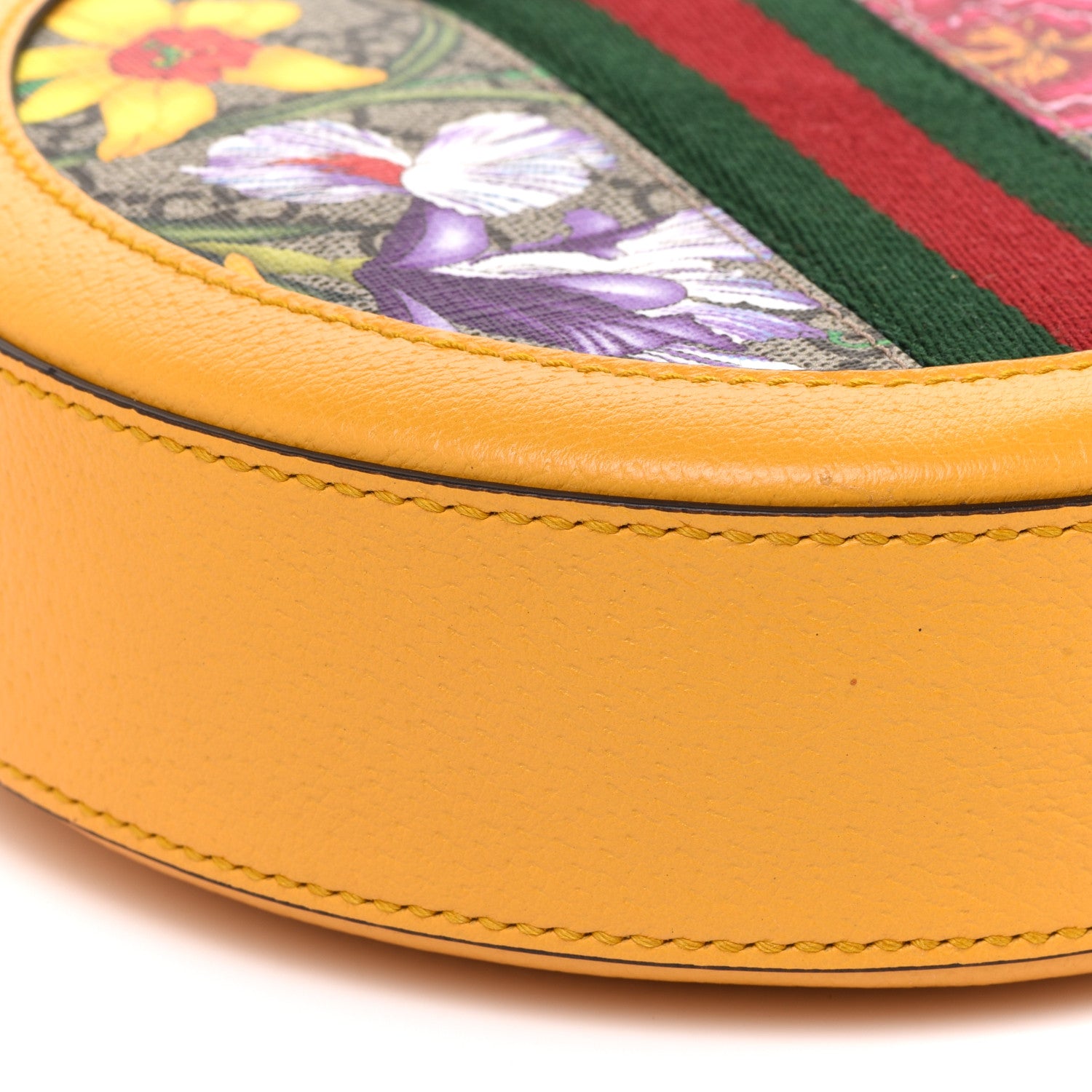 Gucci GG Supreme Monogram Flora Web Mini Ophidia Round Shoulder Bag Beige Multicolor Crop 9 of 10