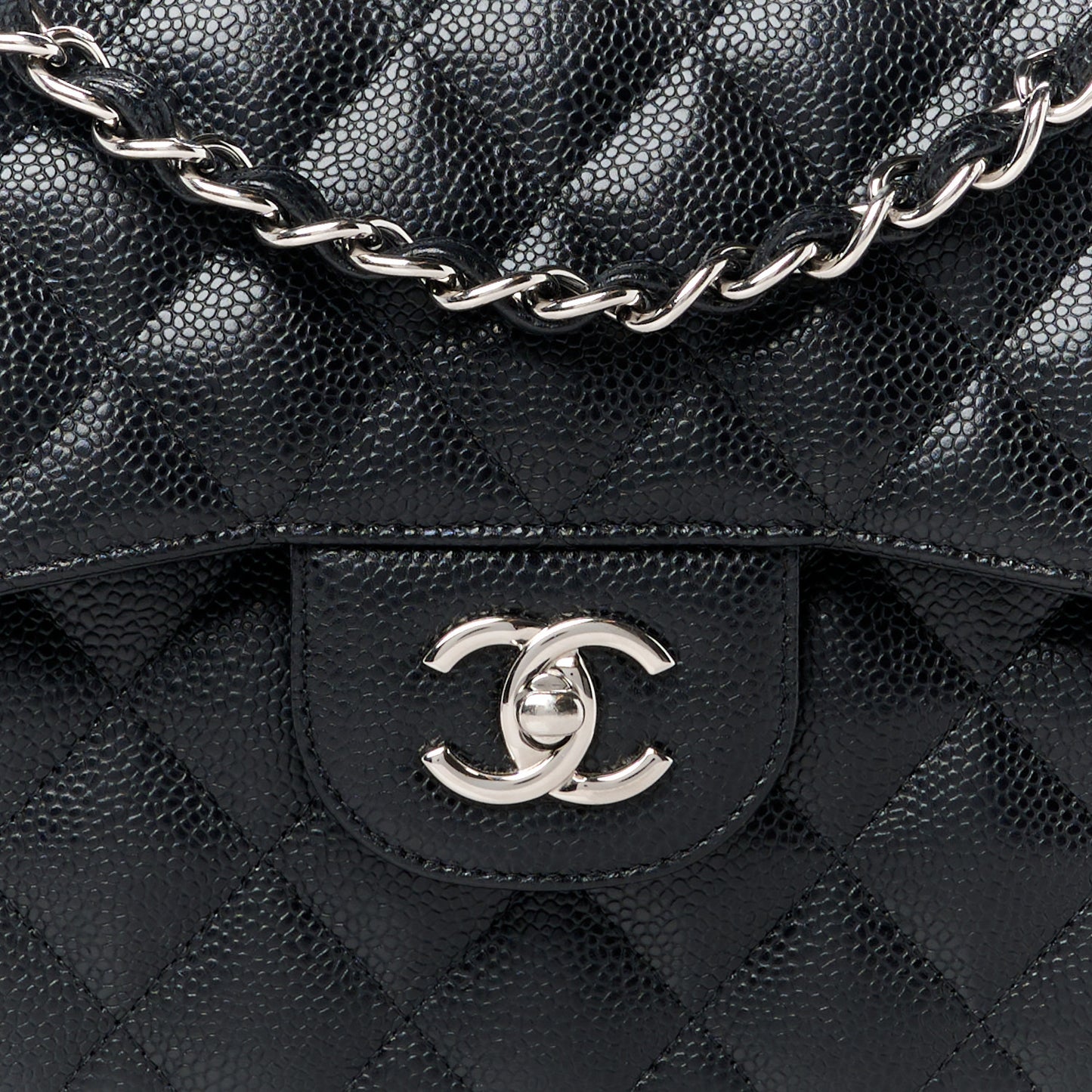 Caviar Quilted Jumbo Double Flap Black