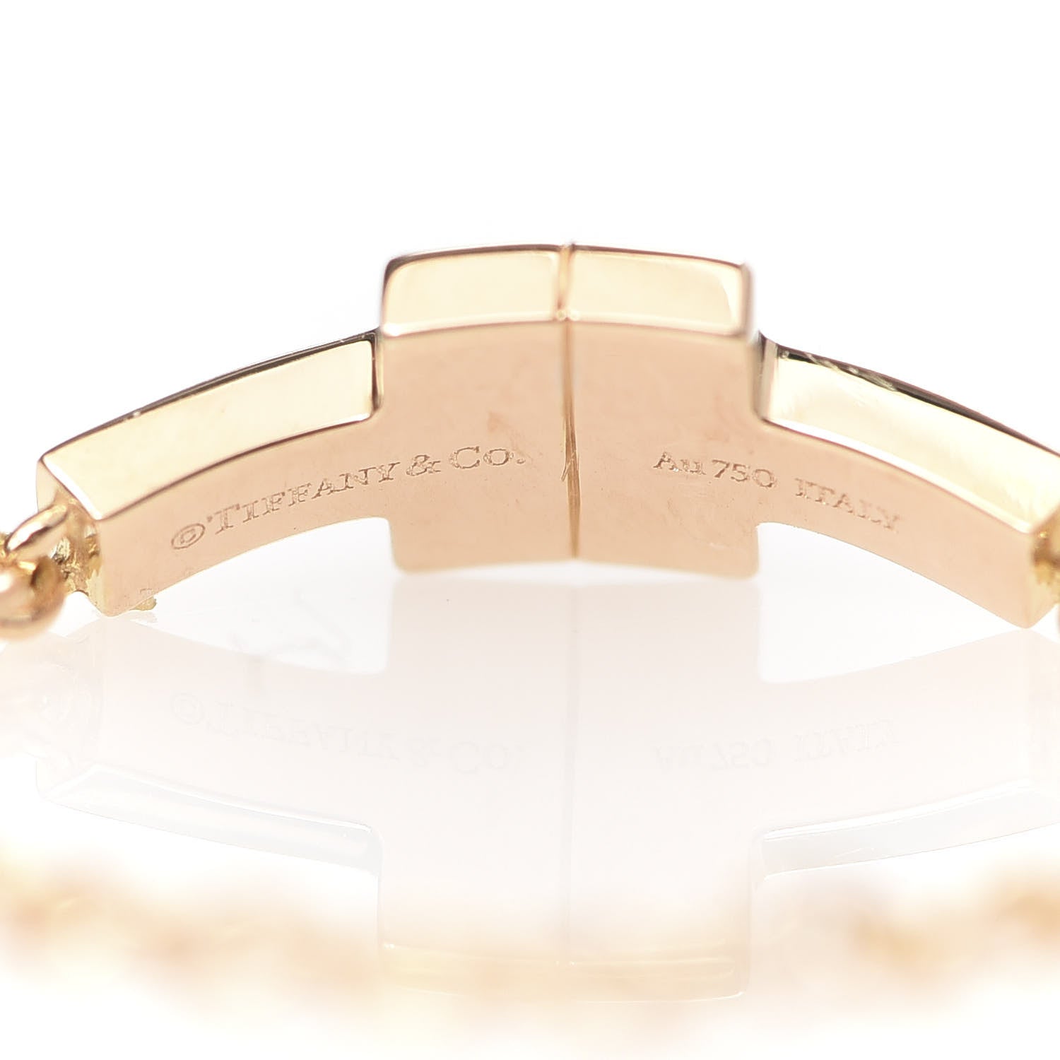 Tiffany 18K Rose Gold Diamond T Chain Ring 52 6 4 of 4