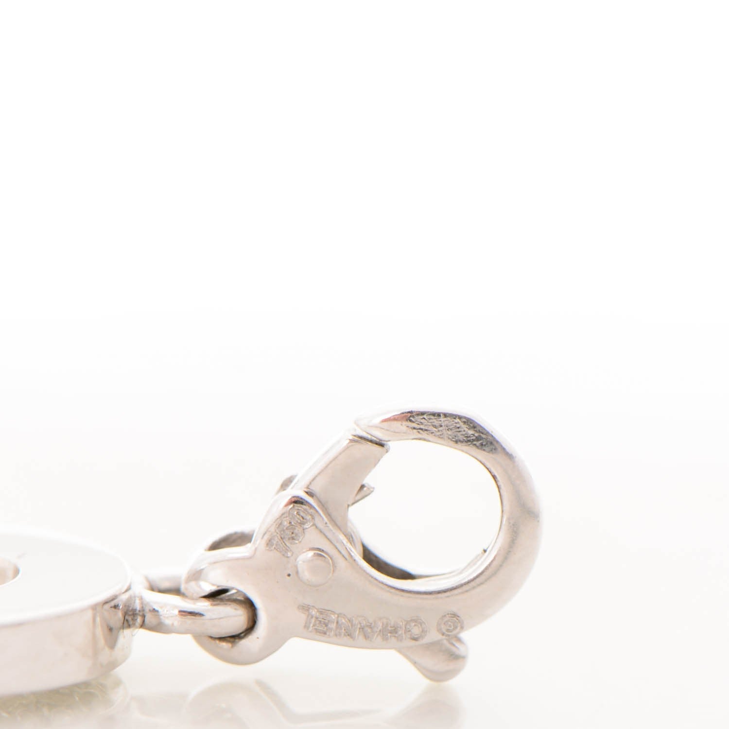 Chanel 18K White Gold Diamond C Charm 4 of 5