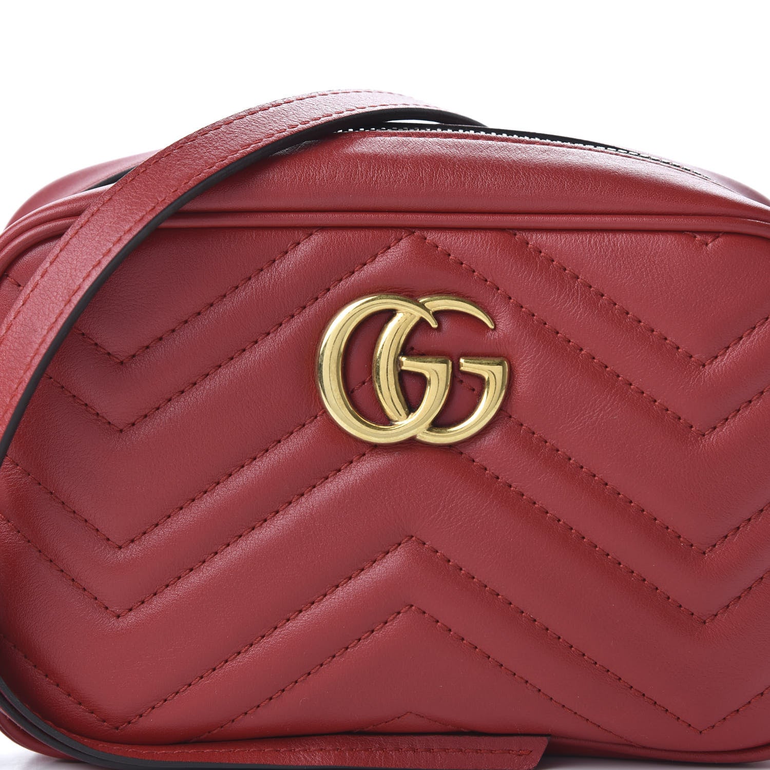 Gucci Calfskin Matelasse Mini GG Marmont Chain Shoulder Bag Hibiscus Red 10 of 10