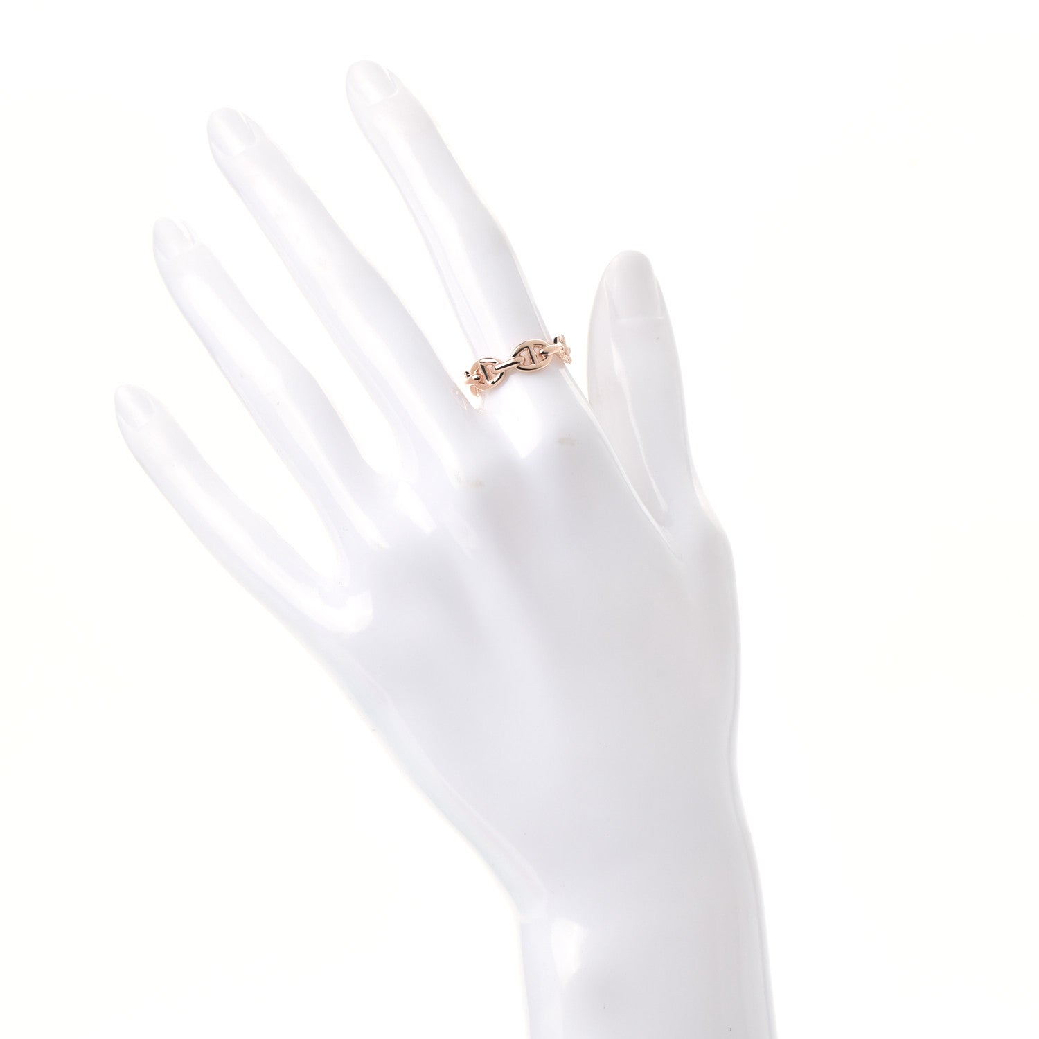 Hermes 18K Rose Gold PM Chaine D'Ancre Enchainee Ring 53 6.5 2 of 7