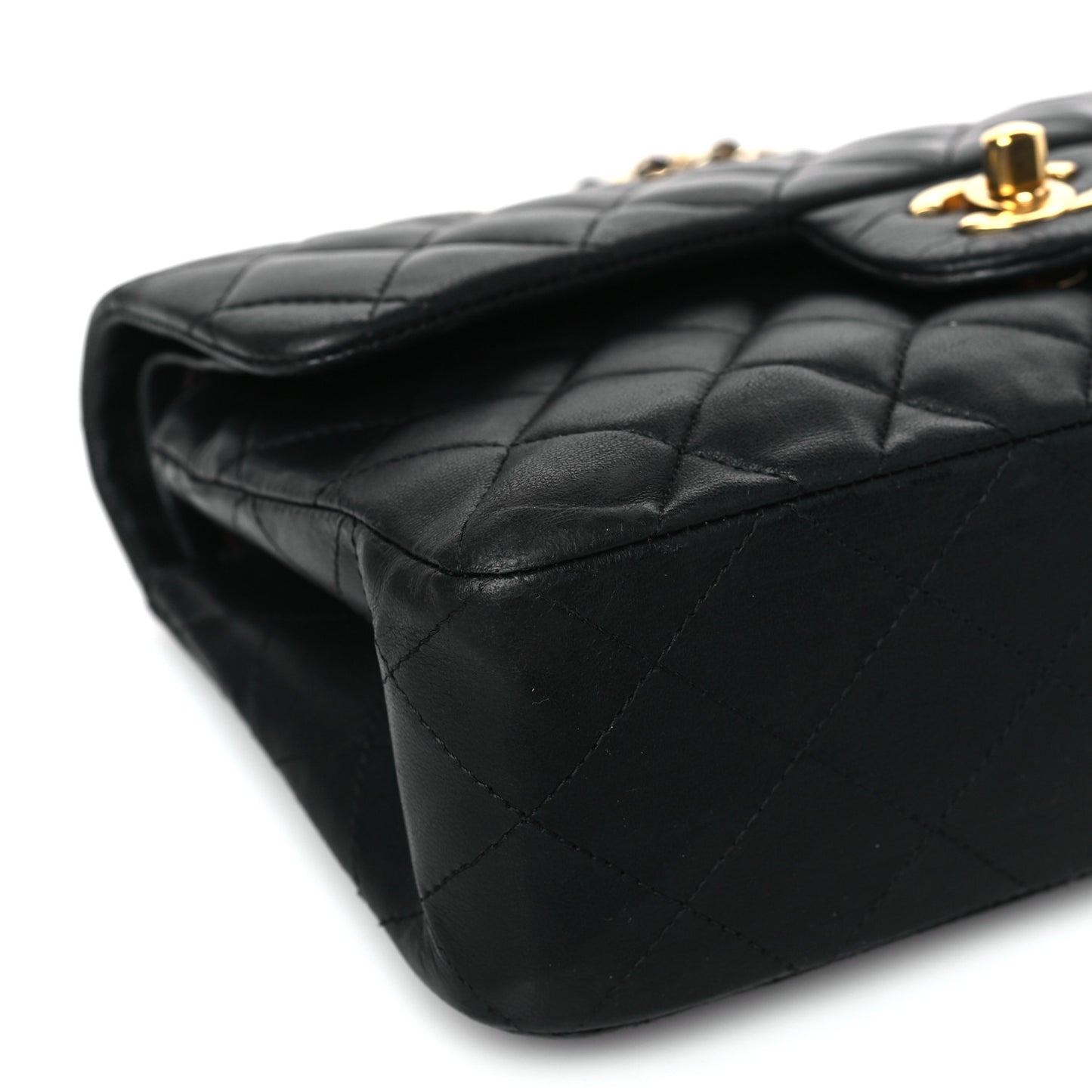 Lambskin Quilted Small Double Flap Black