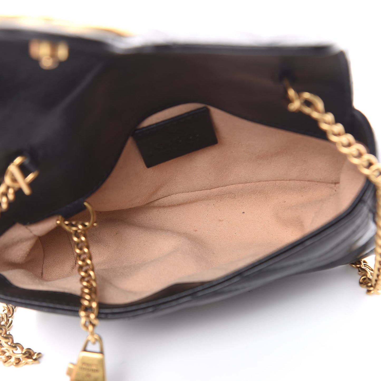 Calfskin Matelasse Super Mini GG Marmont Shoulder Bag Black