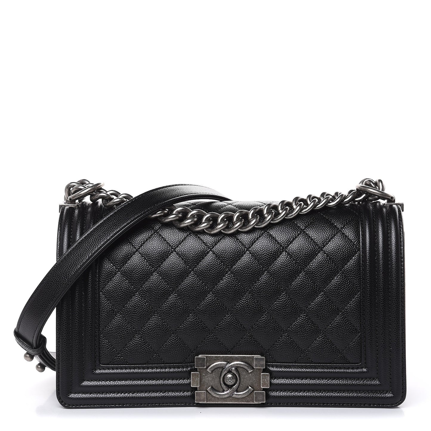 Caviar Quilted Medium Boy Flap Black