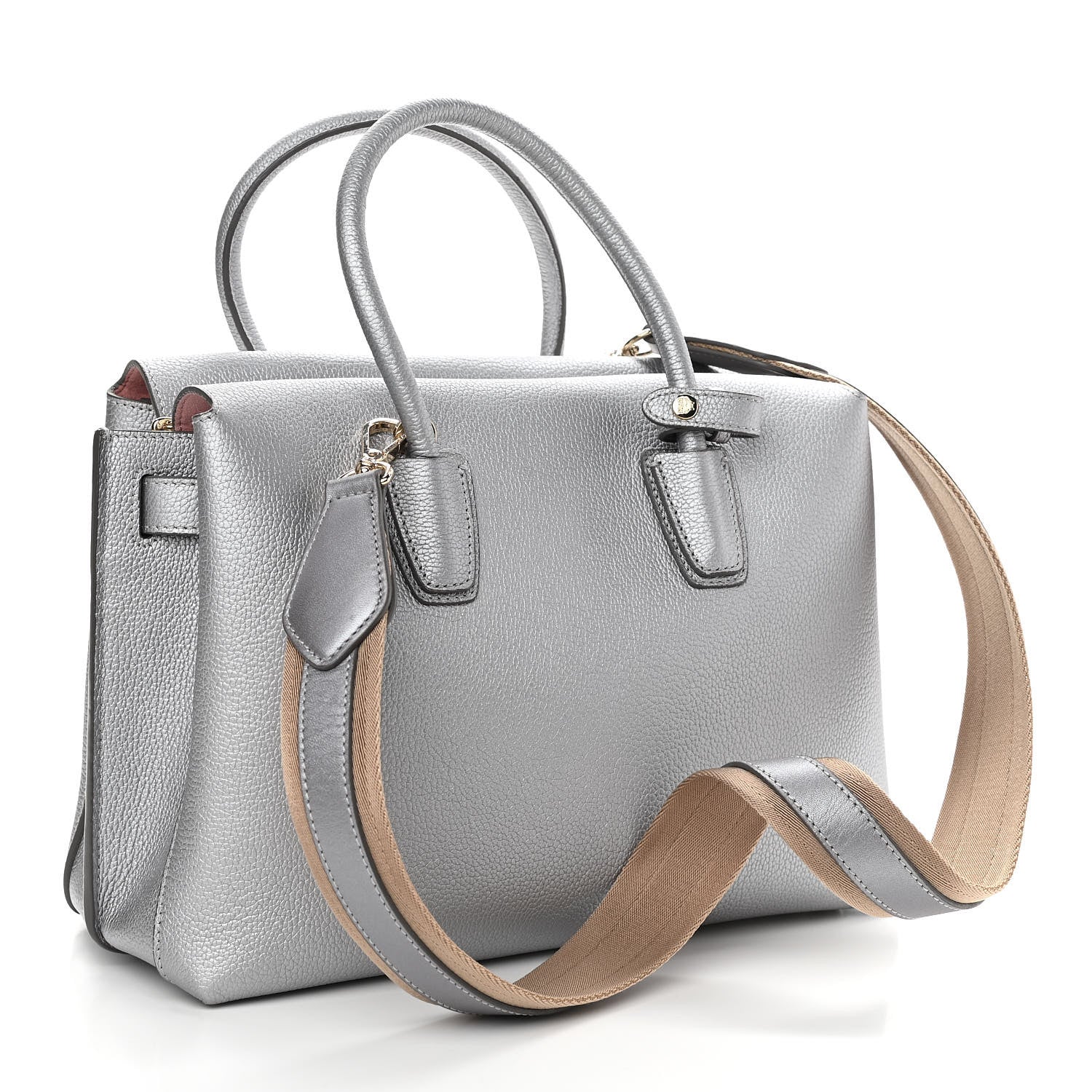 MCM Metallic Grained Calfskin Medium Milla Tote Silver 3 of 9