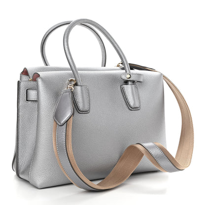 MCM Metallic Grained Calfskin Medium Milla Tote Silver 3 of 9