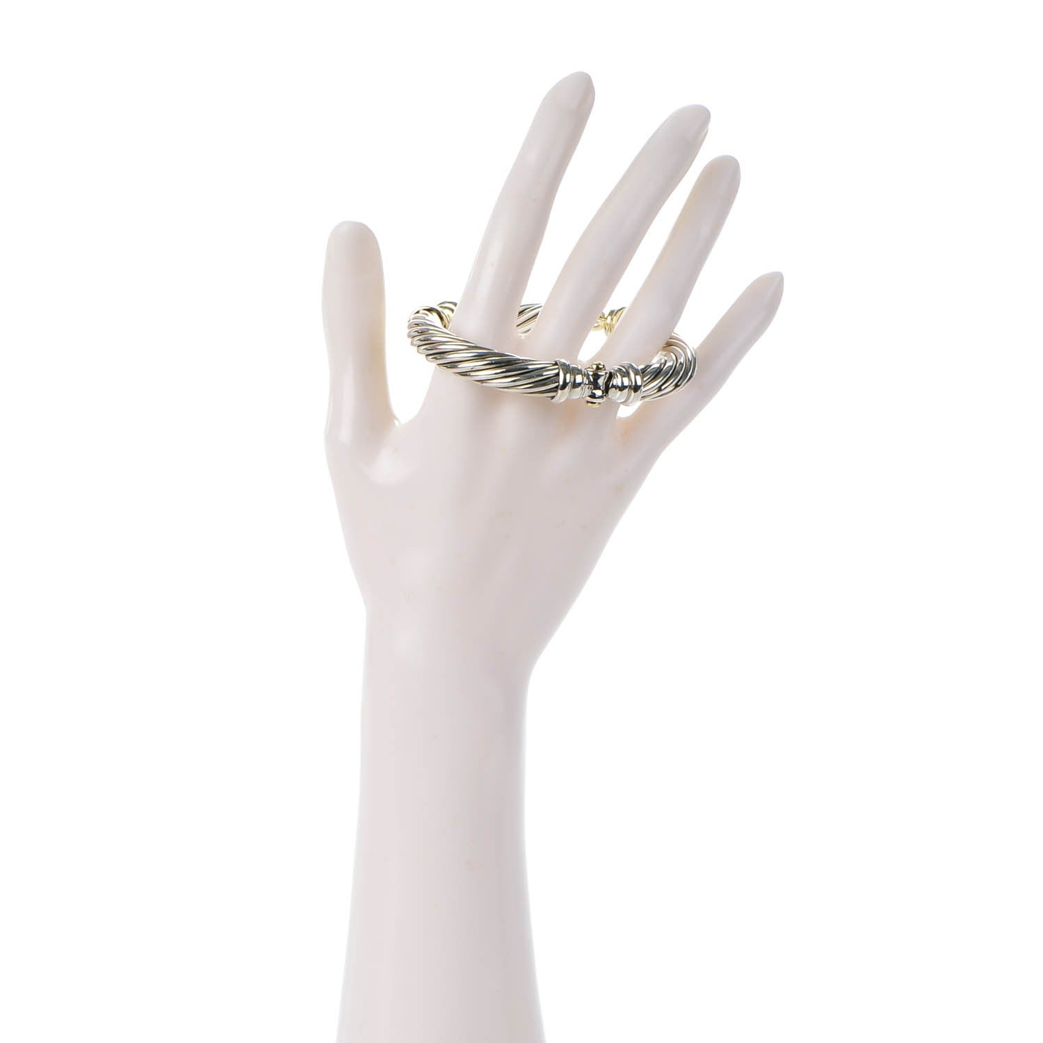 David Yurman Sterling Silver 14K Yellow Gold 10mm Metro Cable Bracelet 2 of 6
