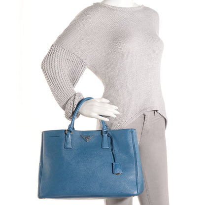 Prada Saffiano Cuir Medium Double Bag Bluette 2 of 10