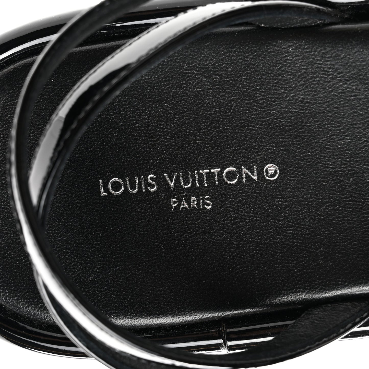 Patent Monogram Vedette Mule Sandals 40 Black