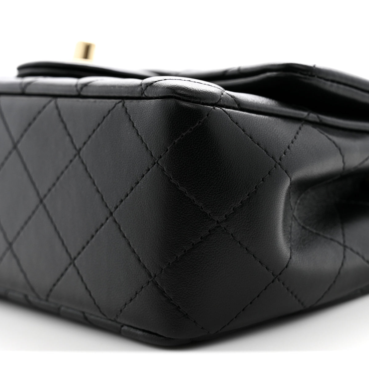 Lambskin Quilted Mini Rectangular Flap Black