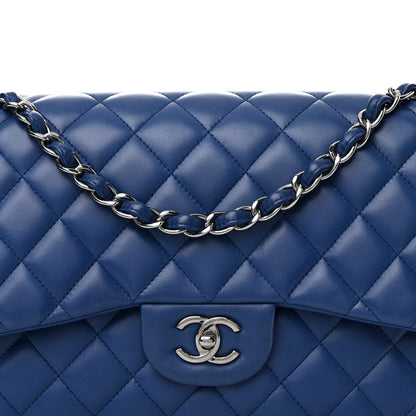 Chanel Lambskin Quilted Jumbo Double Flap Blue 8 of 12