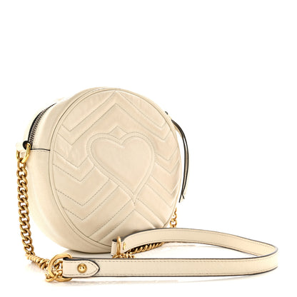 Gucci Calfskin Matelasse Mini GG Marmont Round Shoulder Bag White 3 of 15
