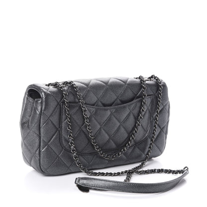 Chanel Metallic Calfskin Quilted Medium CC Eyelet Flap Dark Silver 3 of 10