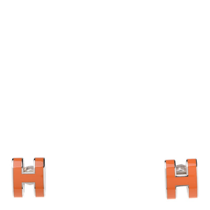 Hermes Palladium Lacquered Pop H Earrings Orange 1 of 4