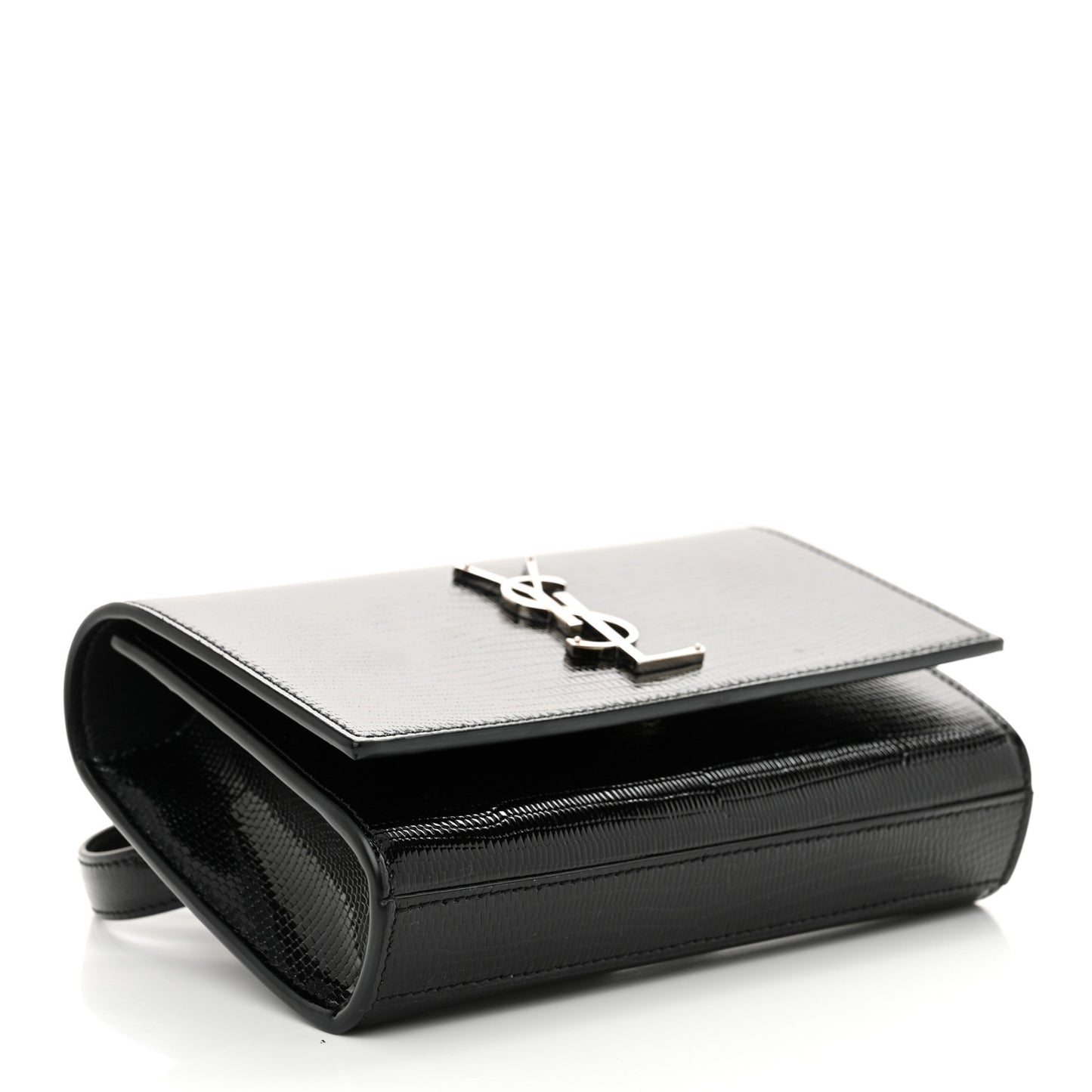 Calfskin Lizard Embossed Monogram Kate Belt Bag Black