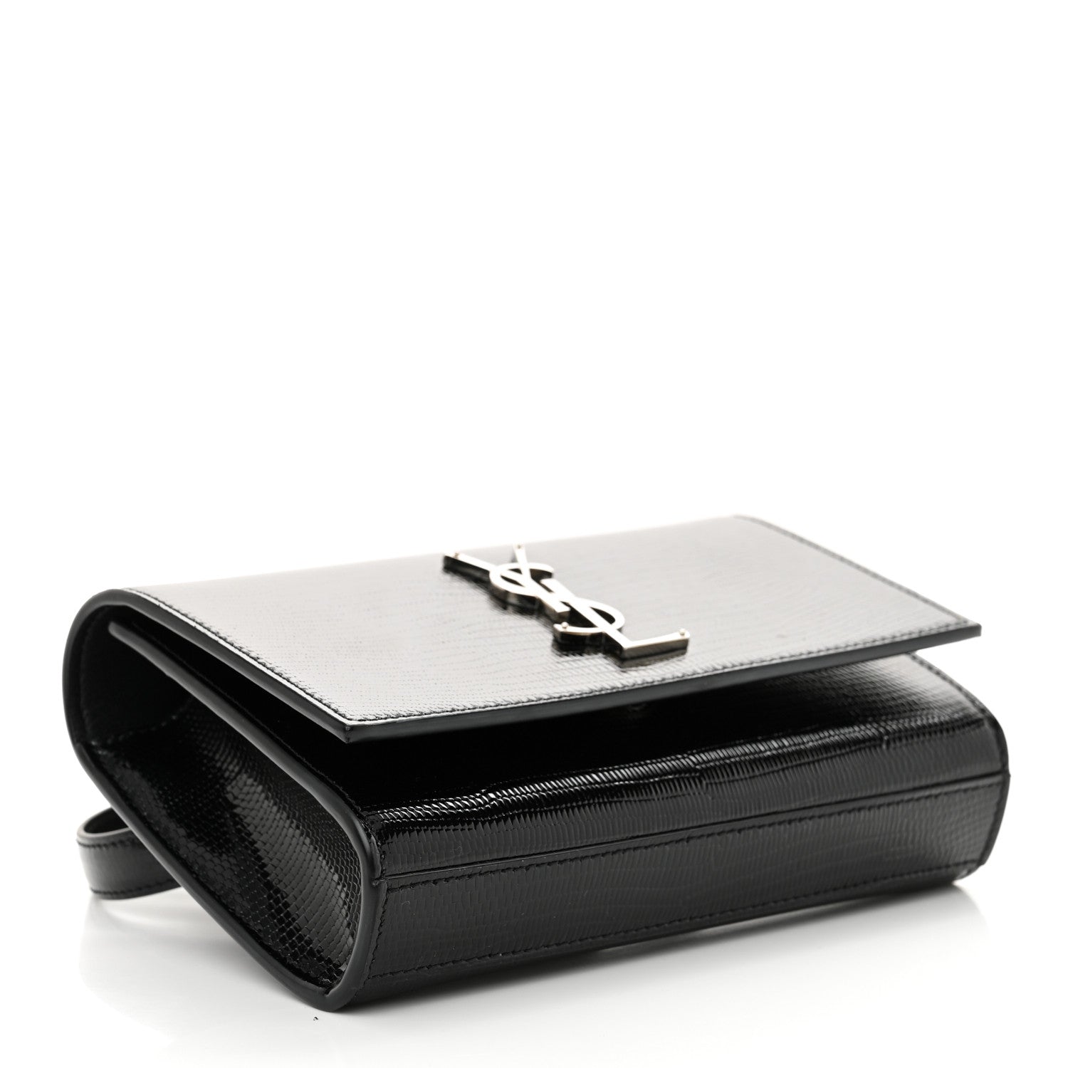 Saint Laurent Calfskin Lizard Embossed Monogram Kate Belt Bag Black 4 of 12