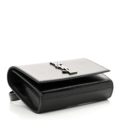 Saint Laurent Calfskin Lizard Embossed Monogram Kate Belt Bag Black 4 of 12