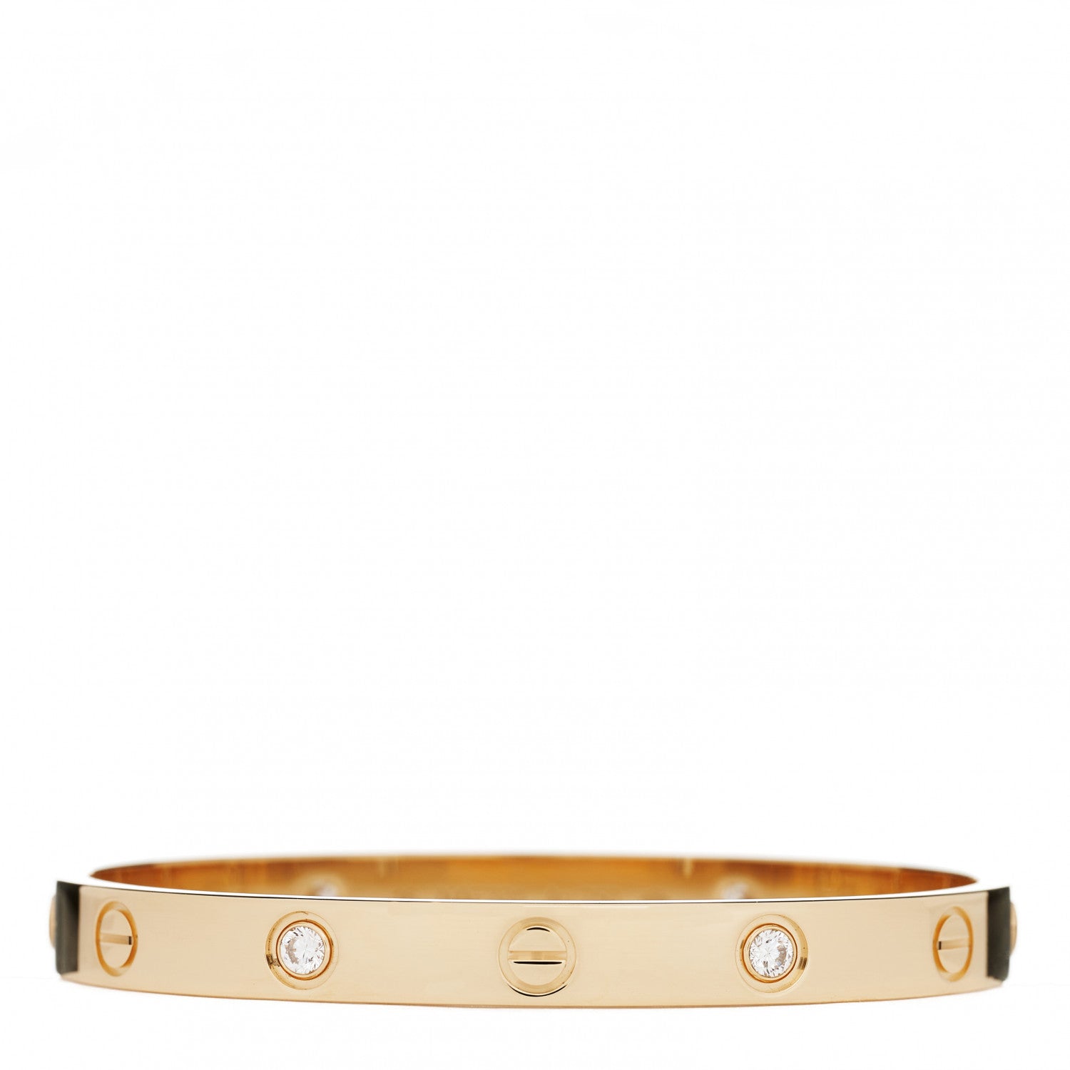 Cartier 18K Yellow Gold 4 Diamond LOVE Bracelet 16 1 of 7