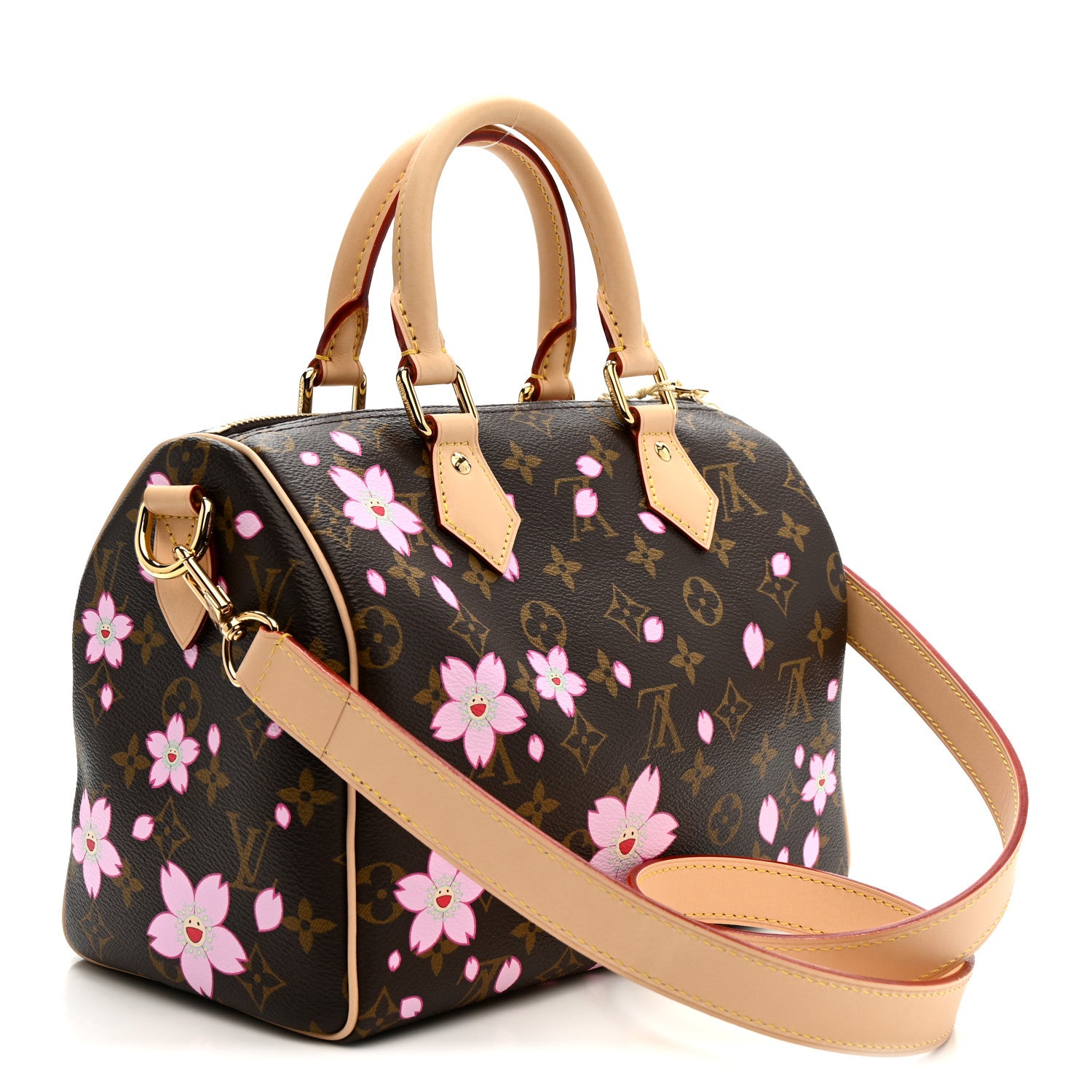 Louis Vuitton LV X TM Monogram Cherry Blossom Speedy Bandouliere 25 Sakura Brown 3 of 9