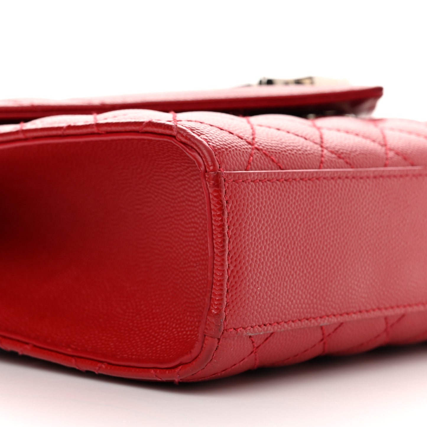 Grain De Poudre Textured Mixed Matelasse Triquilt Medium Monogram Satchel New Red