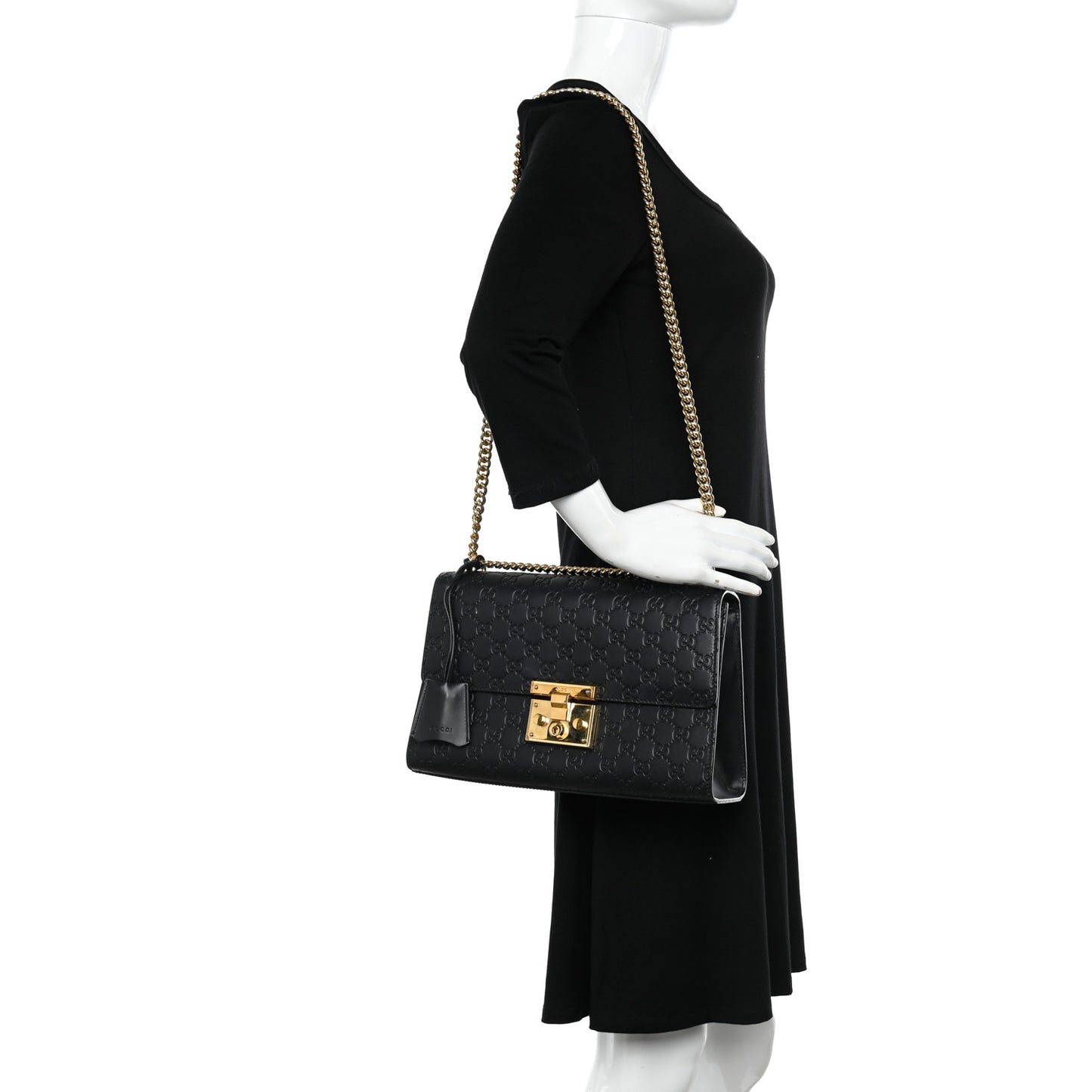 Guccissima Medium Padlock Shoulder Bag Black