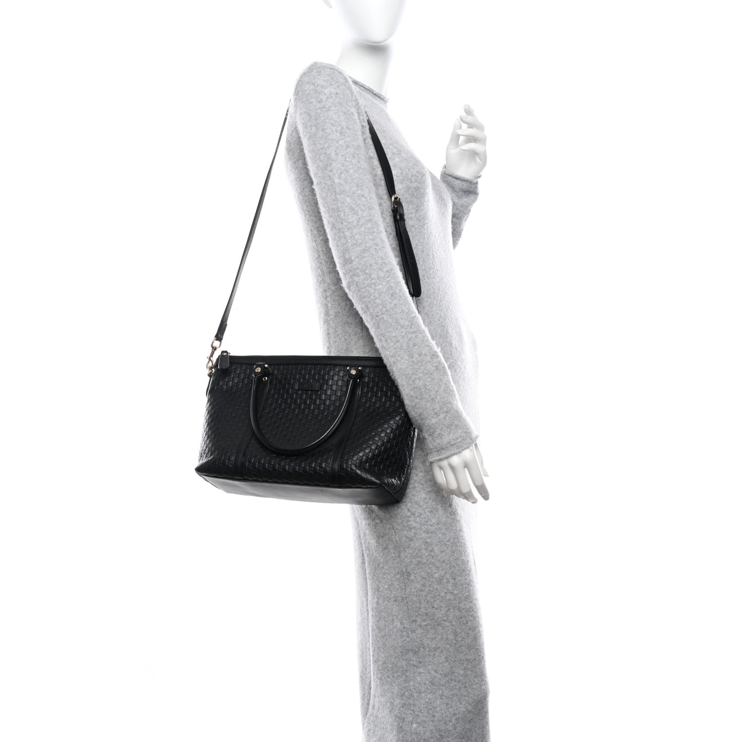 Soft Microguccissima Small Zippered Satchel Black