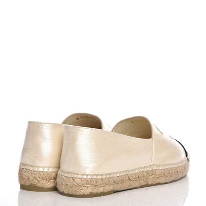 Chanel Metallic Calfskin Grosgrain CC Espadrilles 40 Ivory Black 4 of 10