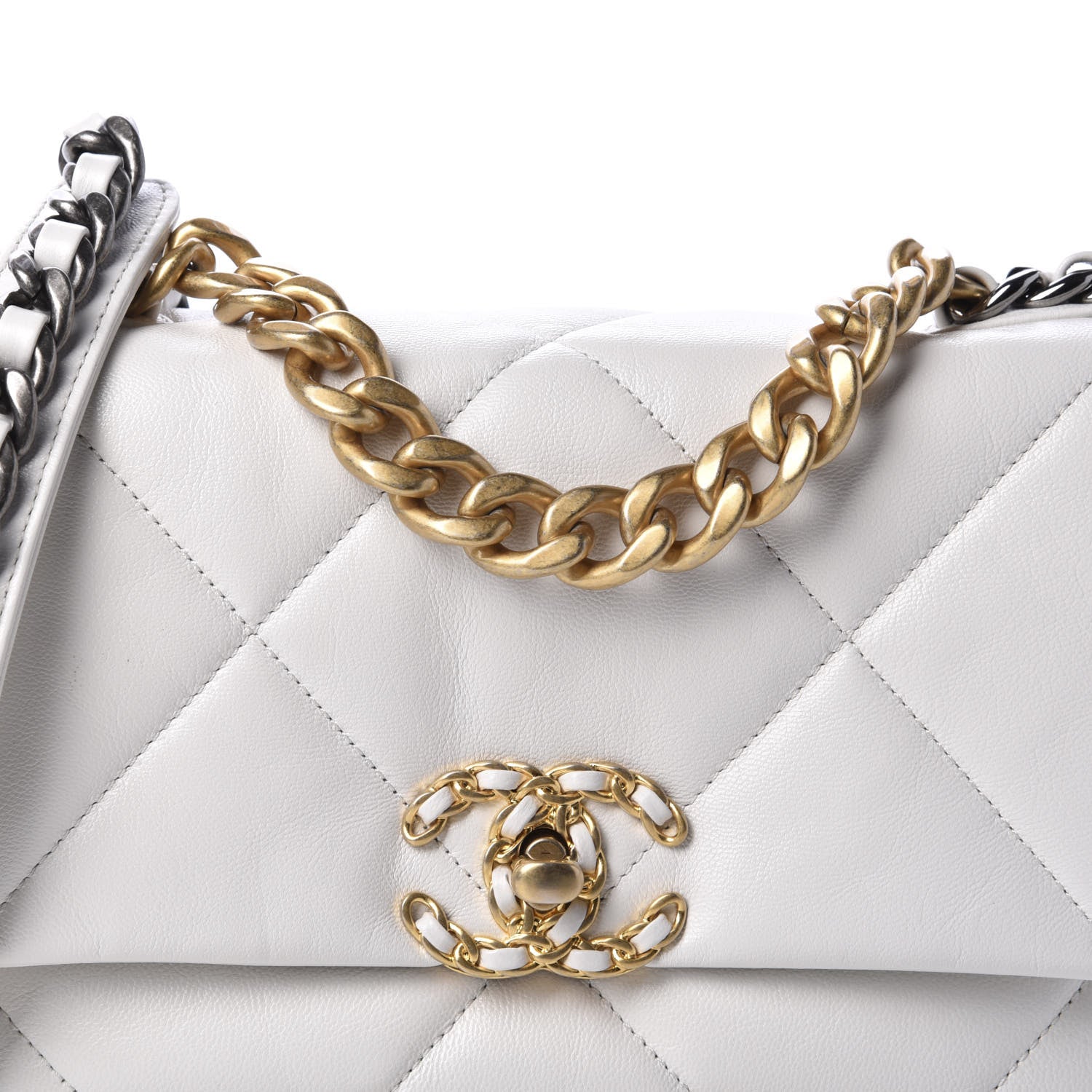 Chanel Goatskin Quilted Medium 19 Flap White 10 of 11