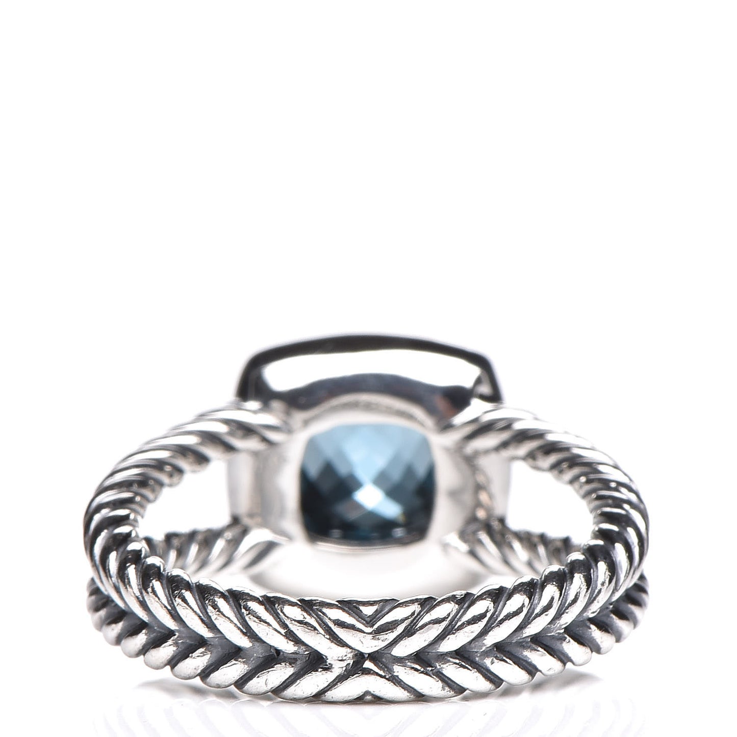 Sterling Silver Diamond Blue Topaz 7mm Petite Albion Ring 54 7
