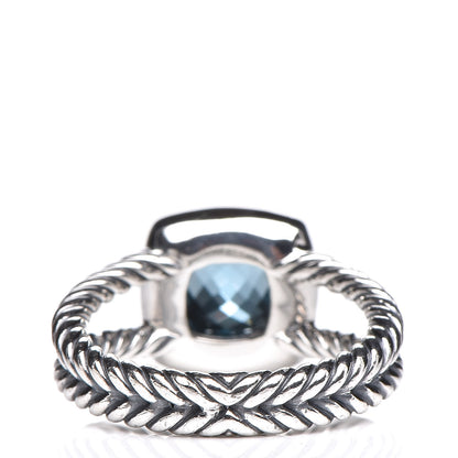 David Yurman Sterling Silver Diamond Blue Topaz 7mm Petite Albion Ring 54 7 4 of 5