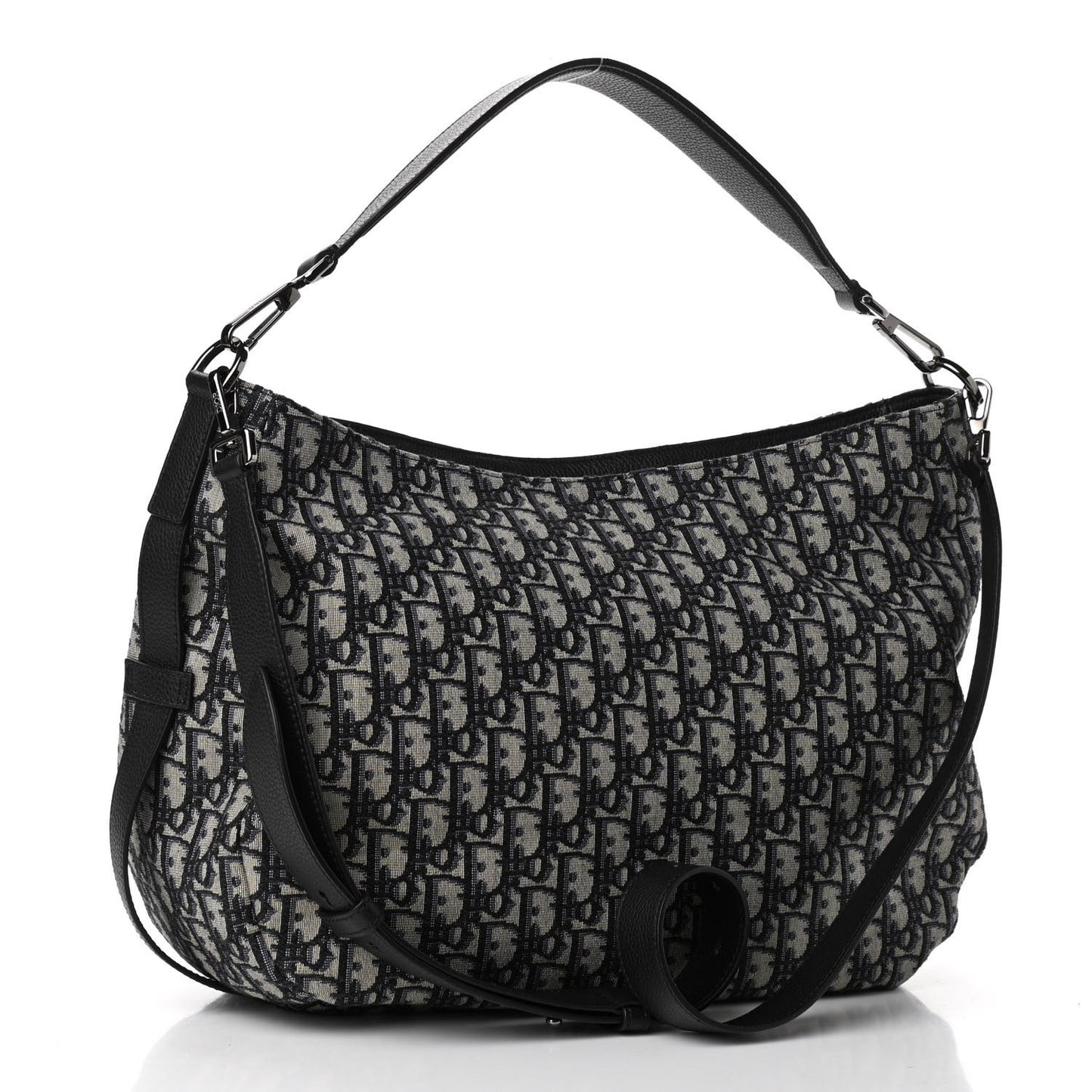 Oblique Soft Saddle Bag Beige Black