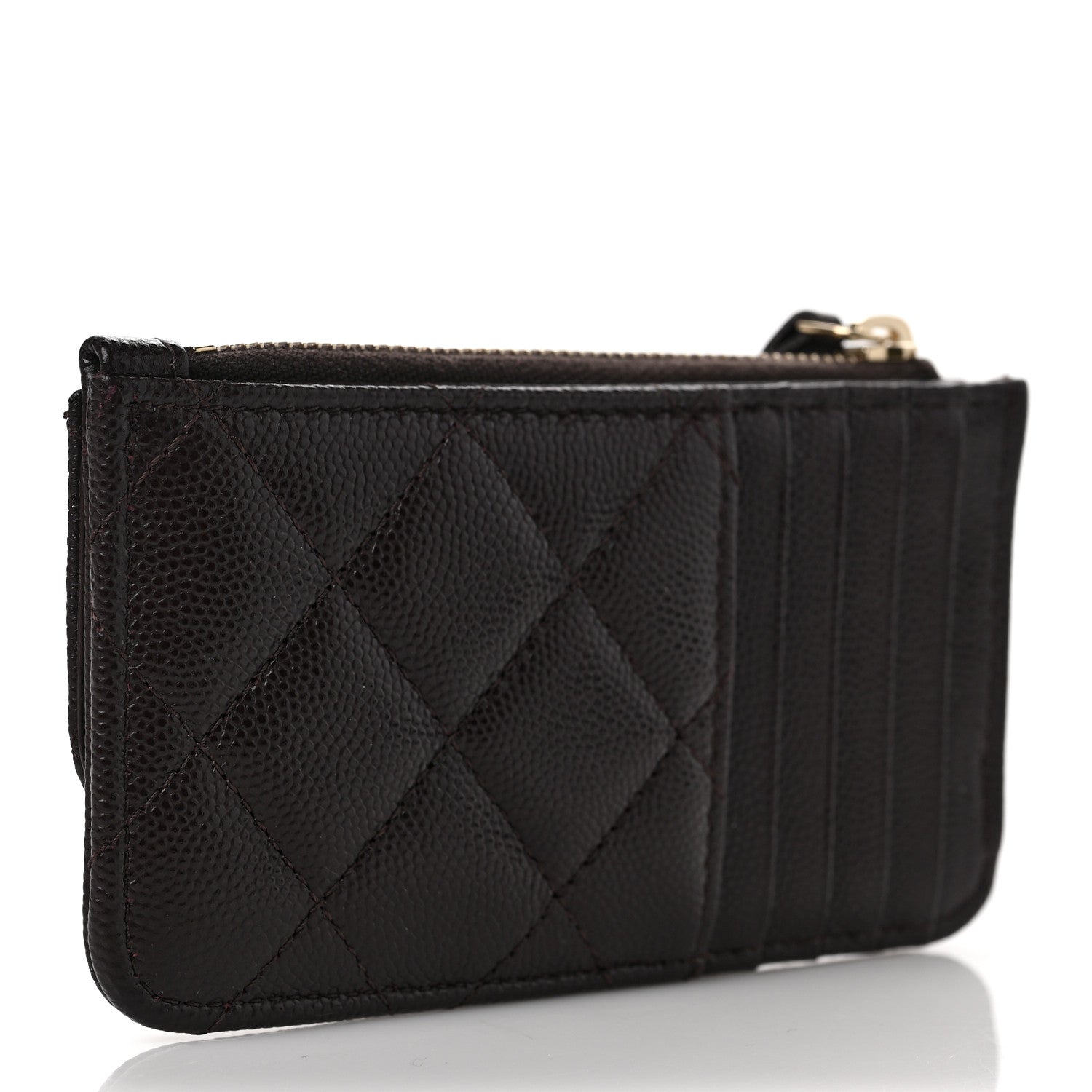 Chanel Caviar Quilted Flap Zip Card Holder Dark Brown 3 of 8