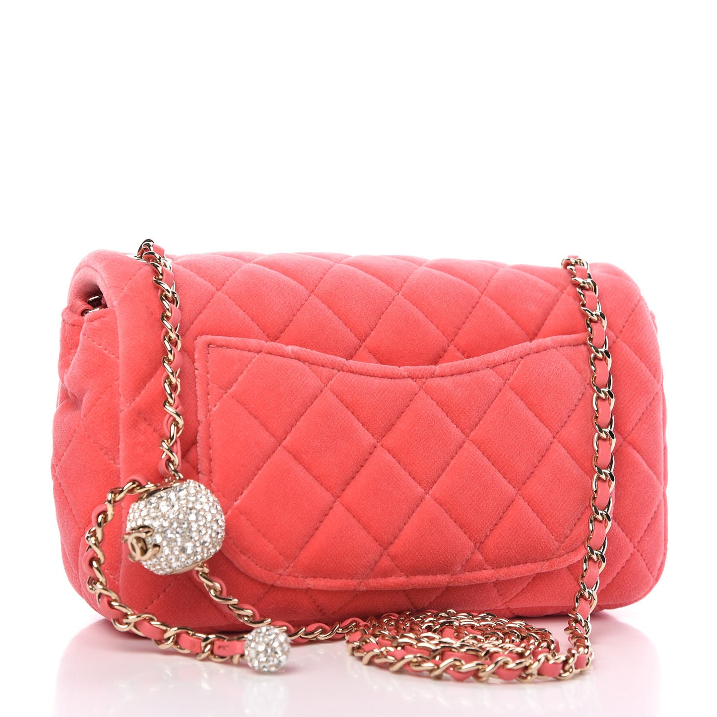 Velvet Quilted Mini Rectangular Pearl Crush Flap Coral