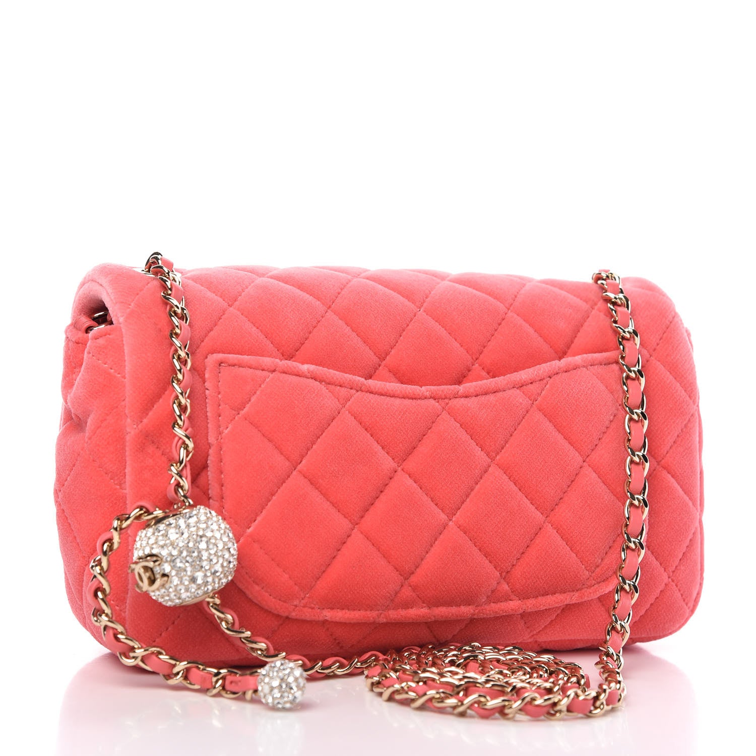 Chanel Velvet Quilted Mini Rectangular Pearl Crush Flap Coral 3 of 11