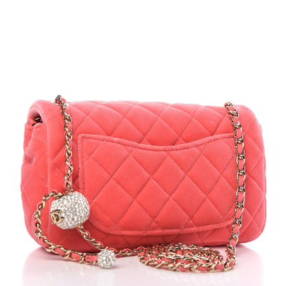 Chanel Velvet Quilted Mini Rectangular Pearl Crush Flap Coral 3 of 11