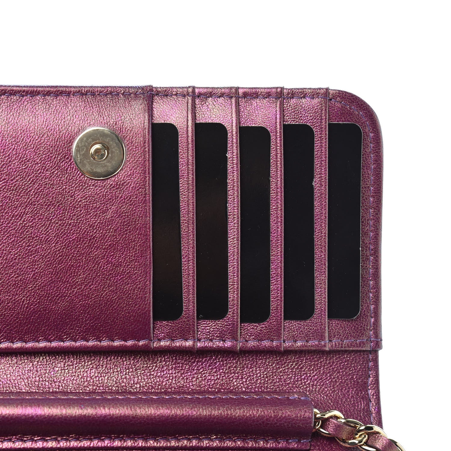 Chanel Iridescent Lambskin Quilted Mini Wallet On Chain WOC Purple 8 of 12