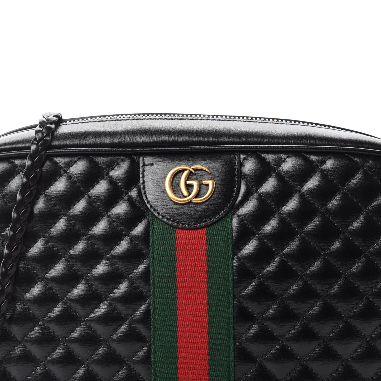 Calfskin Web Trapuntata Small GG Shoulder Bag Black